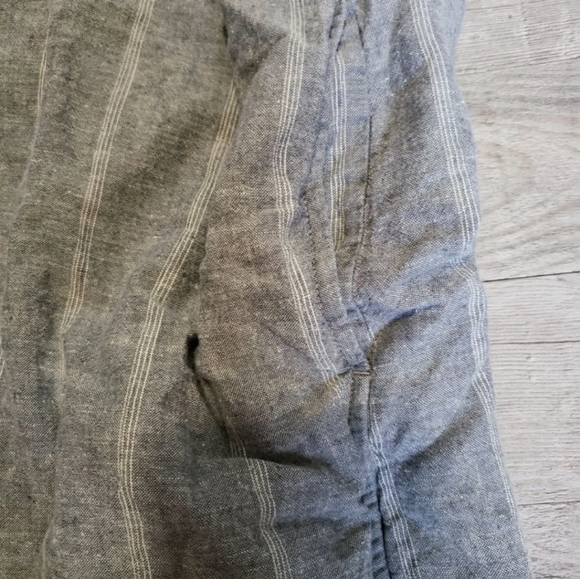 Eileen Fisher Hemp-Cotton Natural Fiber Short Sleeve Grey Stripe Dress Lagenlook - Picture 9 of 12